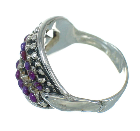 Silver Southwest Magenta Turquoise Ring Size 6-3/4 YX89911